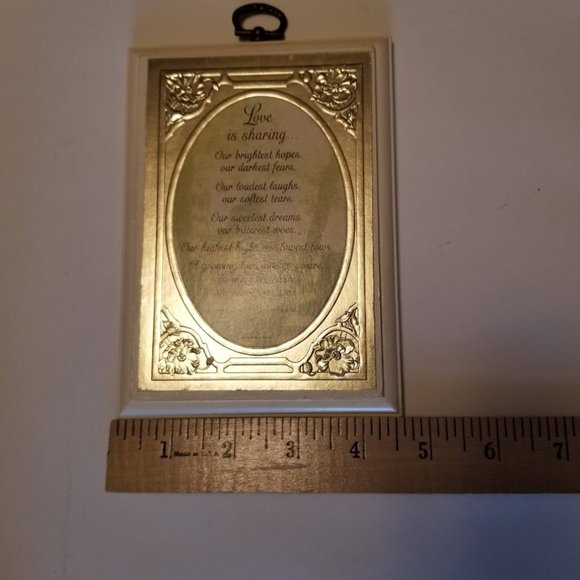 Vintage Hallmark Wooden Gold Plaque - Love is Sharing Sentimental Inspirational - Picture 2 of 7